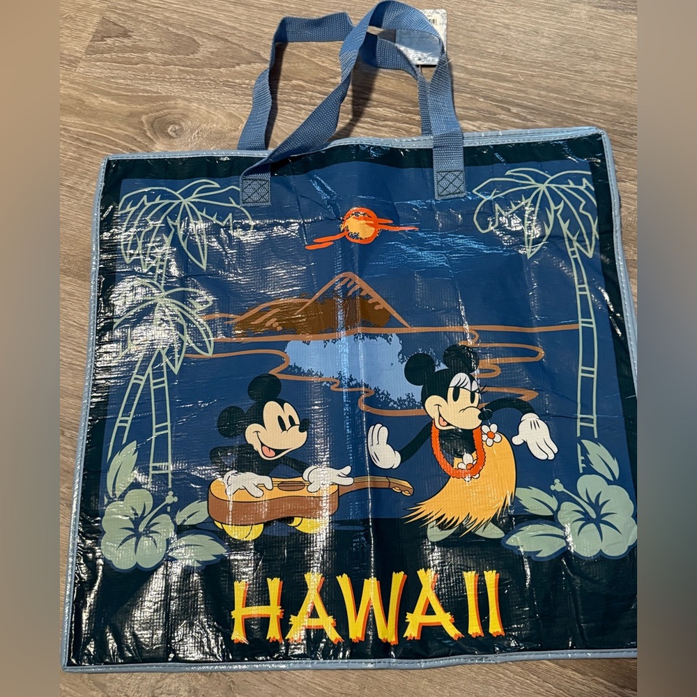 Disney Hawaii Exclusive Mickey Mouse Hawaii Tote Reusable Bag Zipper Large RARE